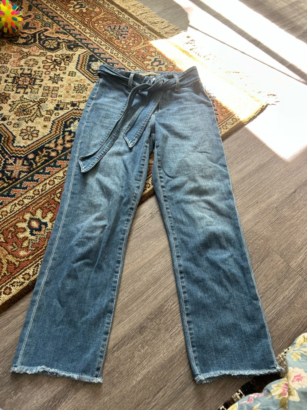Joe's Jeans Straight Leg Denim with Self-Tie Belt — Blue the Jane
